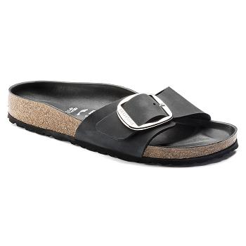 Birkenstock Big Přezkou Oiled Læder Madrid Dame Sort | DK 414GSO